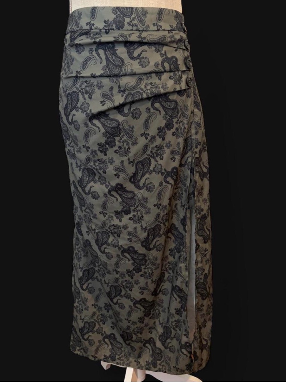 Paisley Pattern Slit Long Skirt